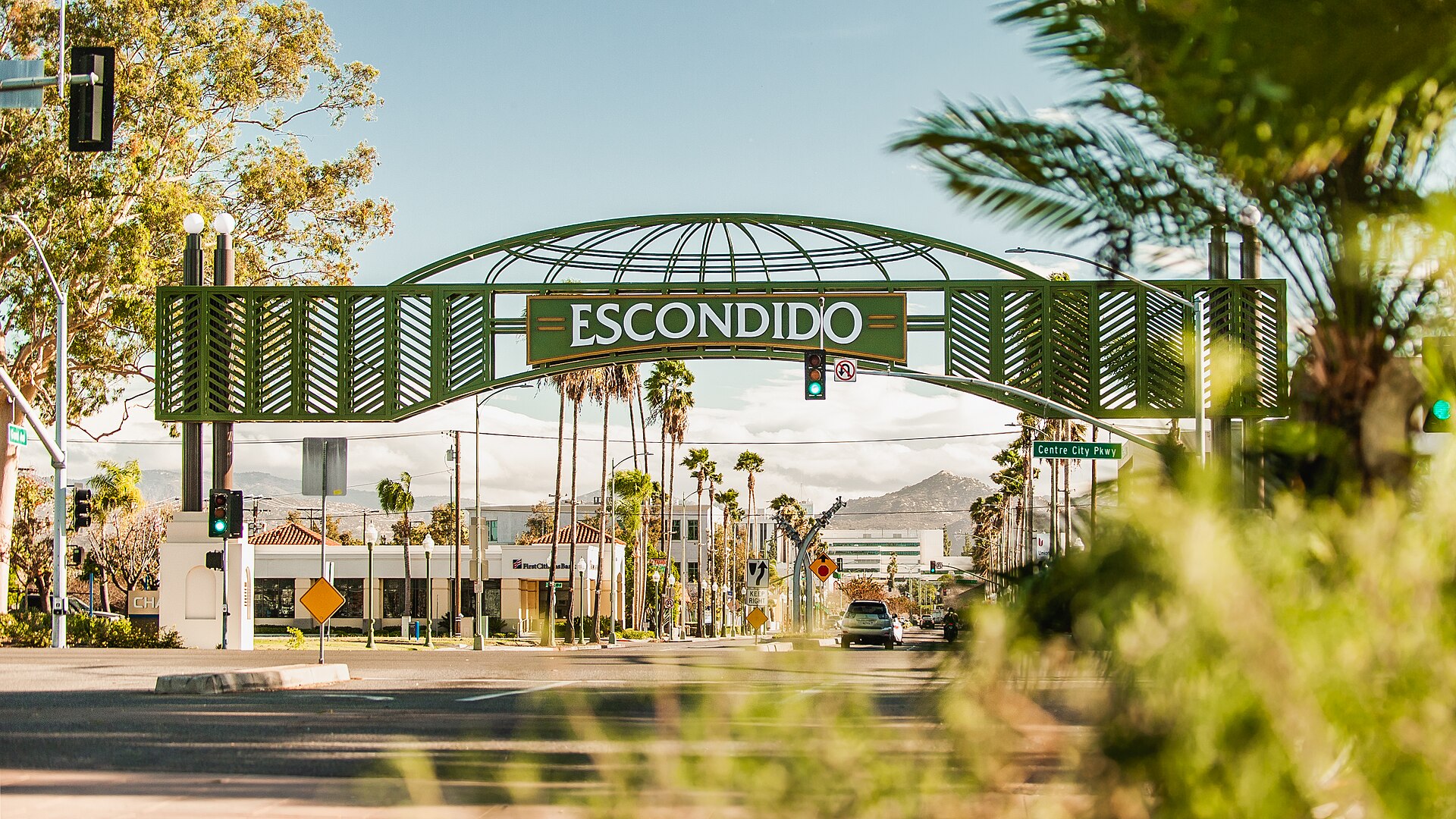 The Escondido arch sign over Grand Avenue