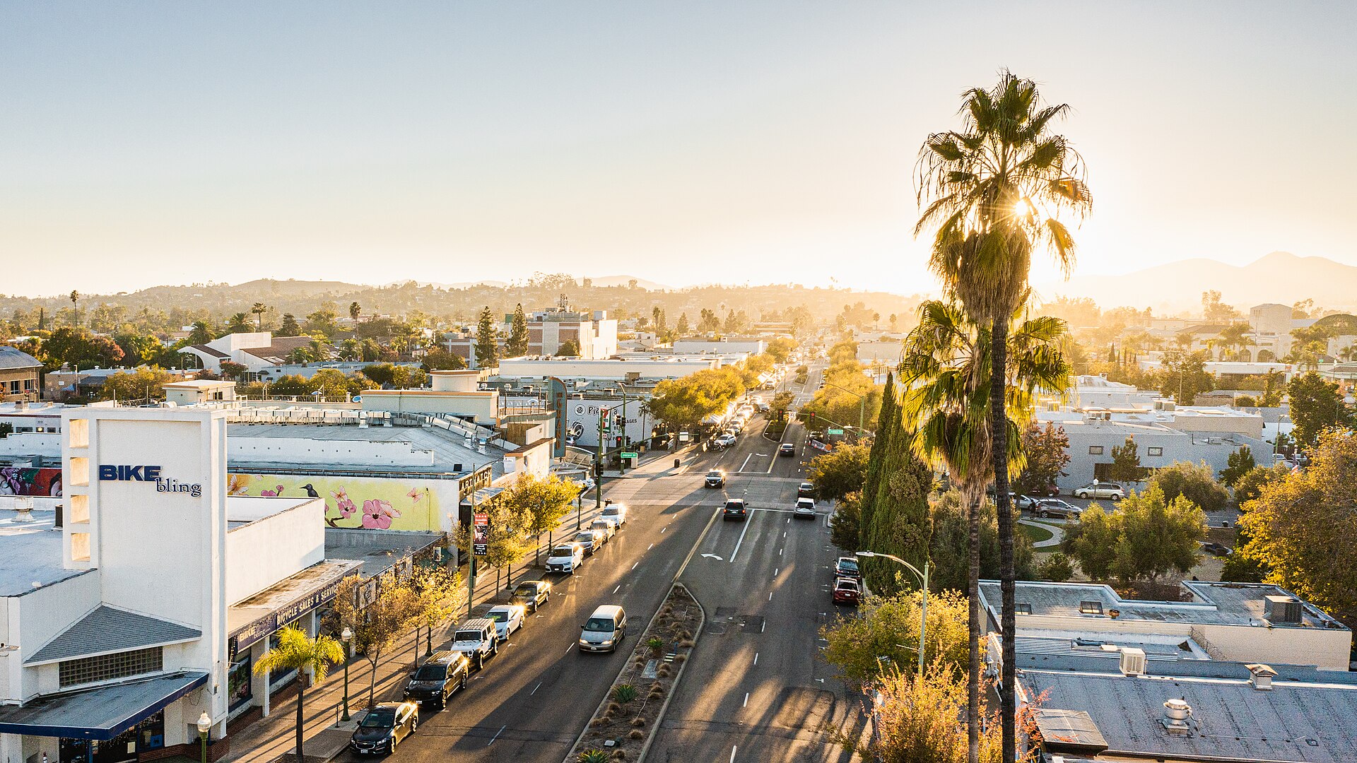 Aerial view of historic downtown Escondido